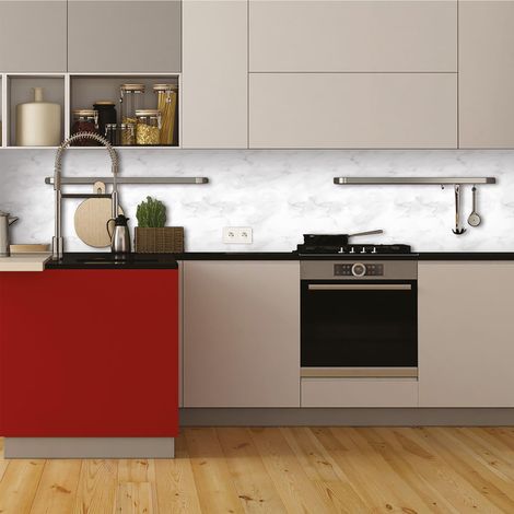 CREARREDA Rivestimento Parete Cucina Paraschizzi Cucina Adesivo per Fornelli 60 x 58 cm Effetto Lucido - Spesso 1mm e Rigido - Ignifugo e Resistente al Calore, all'Acqua (1/5)