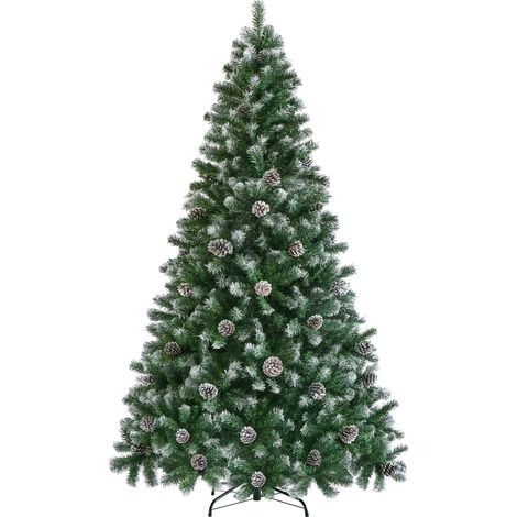 Yaheetech Albero di Natale 228 cm Artificiale Innevato con Pigne Effetto Realistico con Supporto in Metallo Pieghevole Automatica Bianco Decorazioni Abete Verde con Neve (1/5)