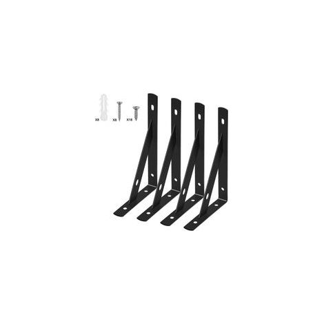 Lot de 4 équerres d'étagère murales, charge lourde, 150x95x15 mm, noir, Superma –