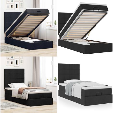 vidaXL Ottoman-Bett mit Matratze Schwarz 90x190 cm Stoff (1/5)