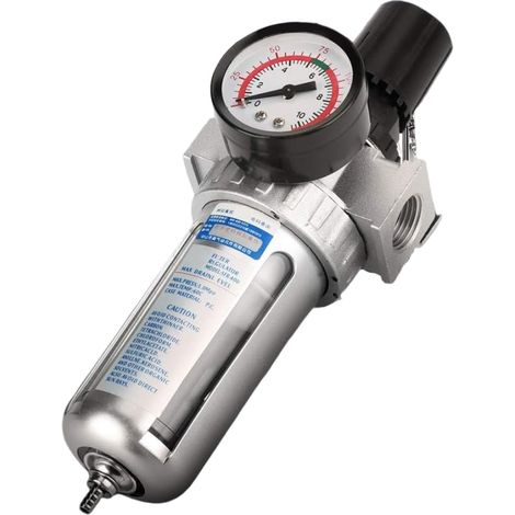 Filtre régulateur d'air comprimé 1/2' BSP – Régulateur de pression avec manomètre – Élimine particules et condensats – Aluminium durable