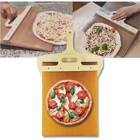 Pelle à pizza coulissante : la pelle à pizza qui transfère parfaitement la pizza, pelle à pizza avec poignée, spatule à pizza (1/4)