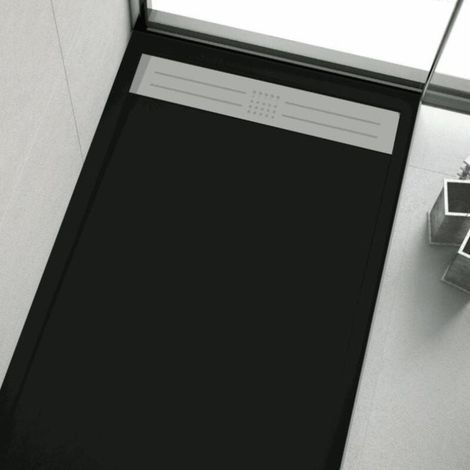 Plato de ducha resina ELITE negro  80x100cm rejilla acero inox.
