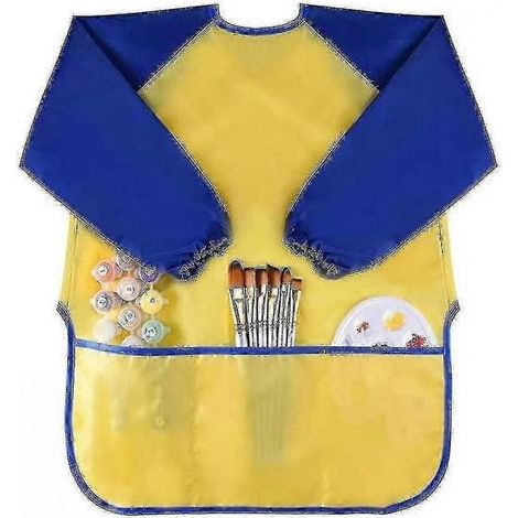 Kit de fabrication de bougies, tablier pour enfants, blouse d'artiste à manches longues jaune (1/4)