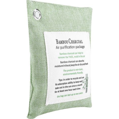 Sac purificateur d'air 8 couleurs au charbon actif et bambou, désodorisant pour voiture, vert clair (1/5)