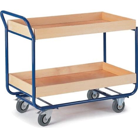 Rollcart Tischwagen mit 2 Etagen 775x475mm Buchedekor 80mm Rand (1/2)