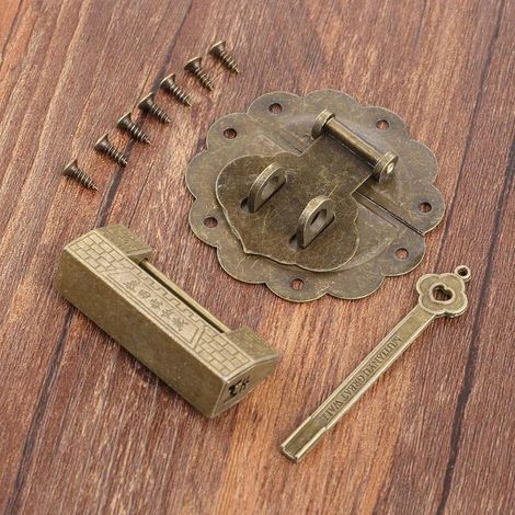 Lot de 2 fermoirs à boucle en bronze antique avec cadenas pour coffret (1/5)