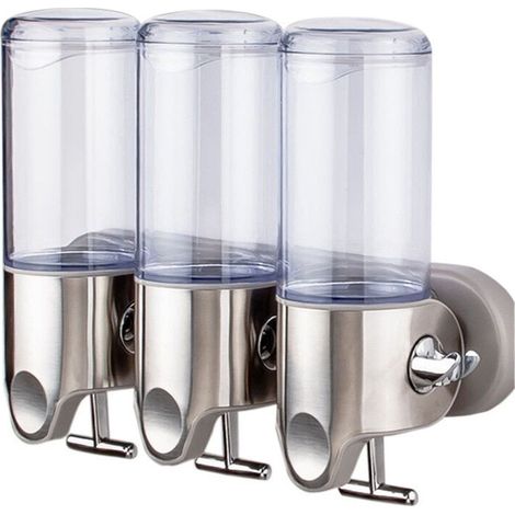Soap dispenser, stainless steel, 3 in 1, transparent/silver