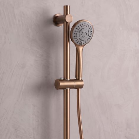 Signature Reflex Round Shower Slide Rail Kit with Three Function Handset - Brushed Bronze (1/3)