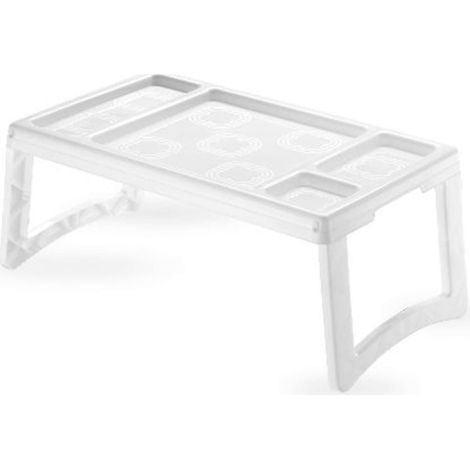 Vassoio Letto in Plastica con Gambe Ripiegabili Bianco 55 x 30 x 22 cm