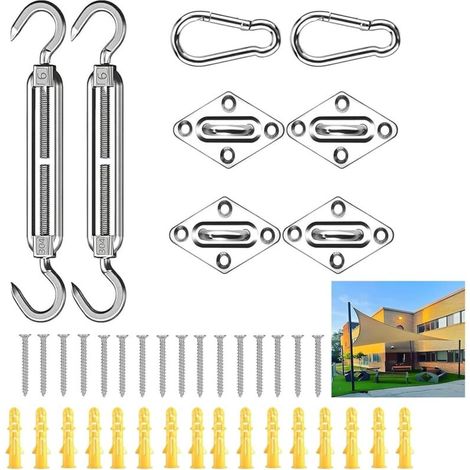Kit di fissaggio per vele ombreggianti da 40 pezzi, kit di accessori in acciaio inox 304, kit di fissaggio per vele da giardino, pergole, altalene, gazebo e vele ombreggianti.