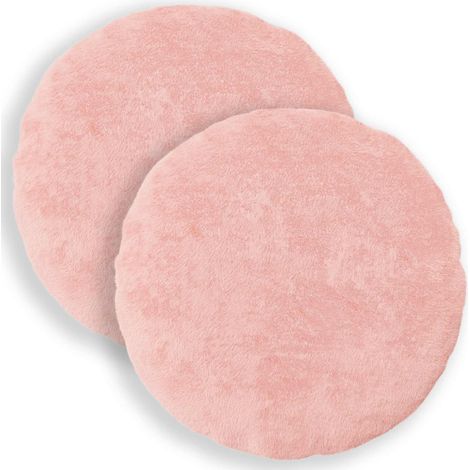 Federa 2 pz HEERLEN Rosa Ø 60 cm Pelliccia di Coniglio Finta vidaXL (1/5)
