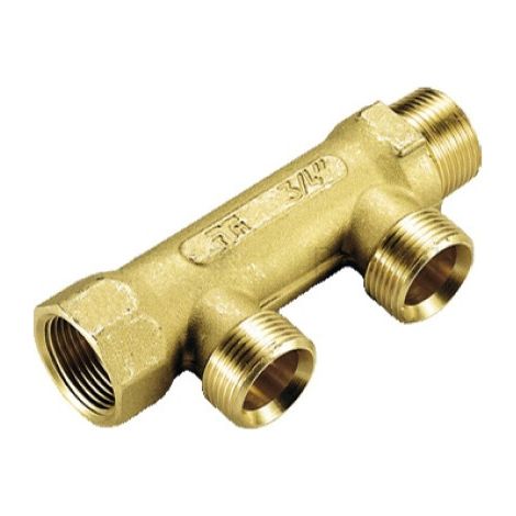 COLLETTORE LINEARE IN OTTONE PER RISCALDAMENTO MASCHIO FEMMINA - 11/4G X 3/4(18) - 3 VIE - TIM