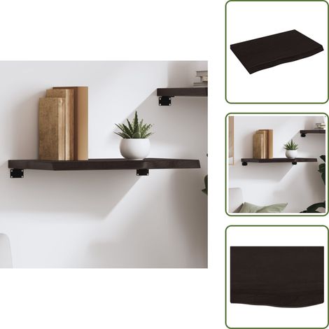 Wandregal Dunkelbraun 60x40x(2-4) cm Massivholz Eiche Behandelt - Wandregal - Eichendielen - Holzmöbel - Rustikal - Wohnraum Dekoration (1/5)