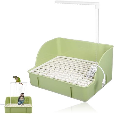 Baignoire pour oiseaux, douche automatique avec circulation de l'eau, abreuvoir pour oiseaux, accessoires de douche et montage facile pour perruches, oiseaux, perroquets (1/5)