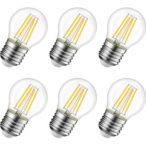 6W Ampoule LED Filament E27 G45, Equivalent à Ampoule Incandescence 60W, 806Lm 2700K Blanc Chaud, Ampoule Edison Vintage, Non Dimmable, Lot de 6 [Classe énergétique D] (1/5)