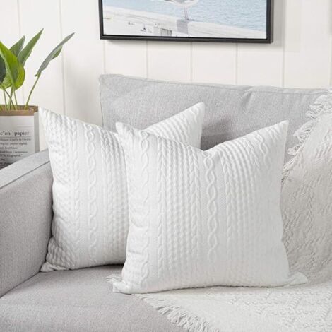 Pair Lot de 2 Housses de Coussin Ultra Douces Blanc 45x45cm, Motif Moderne en Relief, Parfaites pour Canapé, Chambre et Voiture (1/4)