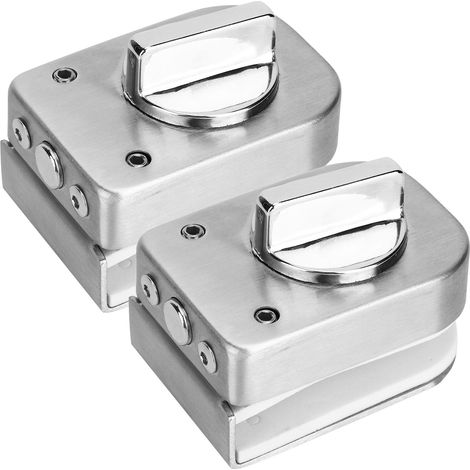 Lot de 2 verrous de porte en acier inoxydable pour portes vitrées de salle de bain, toilettes et magasins (1/5)