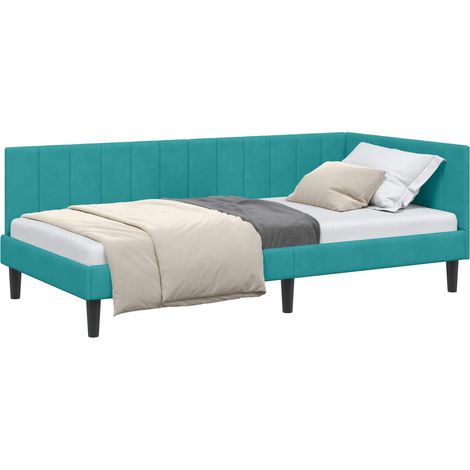 Maison Exclusive - Cornice del letto ad angolo Turchese 90 cm x 190 cm Velluto