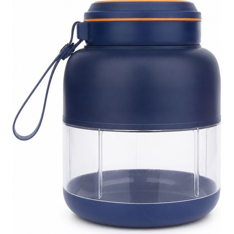 Blender électrique portable bleu pour jus et glace, gobelet 800 ml avec 2 couvercles (1/5)