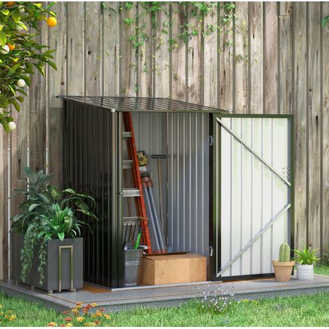 Casetta da giardino in acciaio zincato 100 x 103 x 160 cm, porta con chiusura, grigio scuro DESVIAE (1/5)