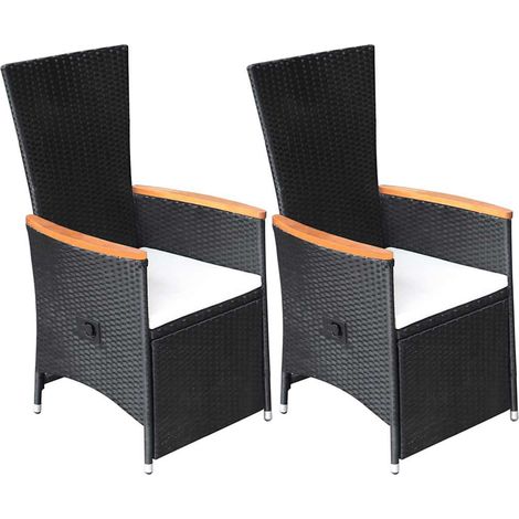 vidaXL Sillas reclinables jardín y cojines 2 uds ratán sintético negro (1/5)
