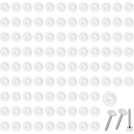100 Pièces Capuchons Vis Plastique Blanc, Cache Vis Tête Cruciforme Type Clip, Capuchon Protection Couvercle Décoratif pour Meubles Fenêtres Clôtures, Protection Anti Poussière Finition Propre, 3 mm (1/5)