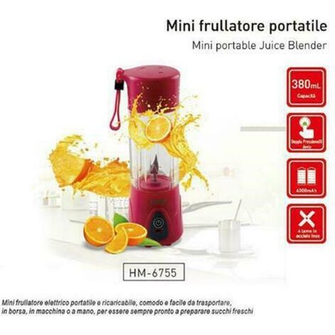 Trade Shop - Frullatore Elettrico Portatile Mini Per Frappe Piccolo Mixer Di Vetro Tritatutto -