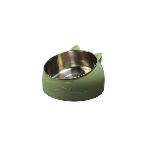 Grand bol en acier inoxydable avec base antidérapante et anti-débordement pour chien, vert –