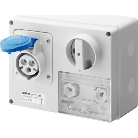 Presa Interbloccata Orizzontale Gewiss GW66026 con Fusibili IP44 2P+T 16A 220V