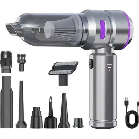 Aspirateur de voiture haute puissance, portable, sans fil, moteur sans balais, machine de nettoyage, souffleur d'air puissant pour appareils ménagers,Purple