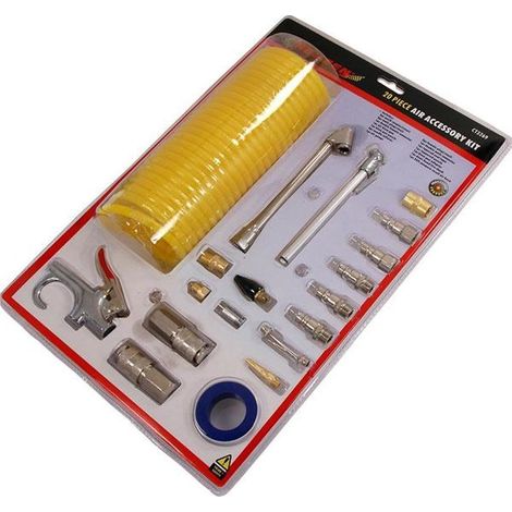 Neilsen 20pc Air Blow Gun Line Nozzle Accessory Fitting Gauge Compressor Kit