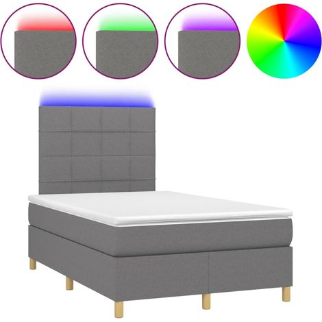 Maison Exclusive - Boxspringbett mit Matratze & LED Dunkelgrau 12