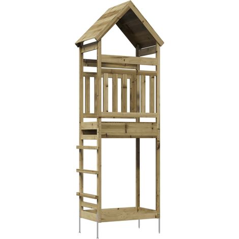 Outdoor Play Tower Natural Solid Impregnated Pinewood vidaXL (1/5)
