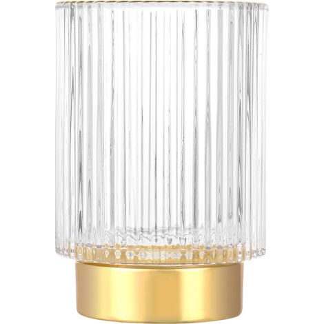 Boîte de rangement maquillage en cristal, pot à pinceaux vintage, organisateur pour coiffeuse, chambre ou salle de bain (Clear L). (1/5)