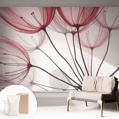 Papier peint intissé avec imprimé pour intérieur moderne application facile a motif - Colle incluse gratuite Silhouettes florales 312x219 cm (1/5)