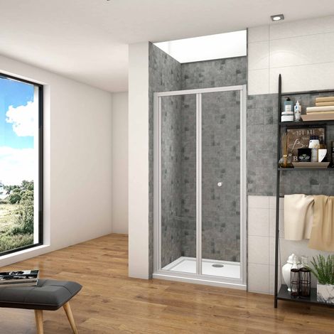 Mamparas de Ducha Frontal Puerta Plegable 2 Hoja Plegable Cristal Templado 5mm, 100x185cm (1/4)