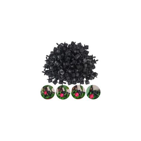 110 unidades de goteros de riego ajustables, goteros de riego por goteo, cabezales de aspersores de riego, para macizos de flores, jardines y césped (negro) (1/5)