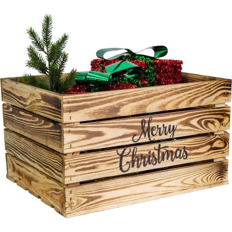 geflammte Holzkiste Merry Christmas (1/5)