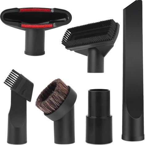 Universal-Staubsaugerbürsten-Set 32 mm – 6-teilig, Polster-Fugendüse, Matratzendüse, Vakuumbürstendüse mit 35 mm auf 32 mm Schlauchadapter, Schwarz (1/5)