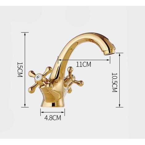 Mitigeur à deux poignées Mitigeur chaud et froid pour salle de bains - L'or, 1pc (1/4)