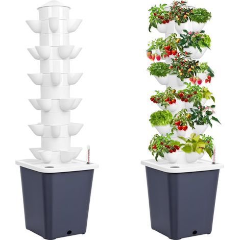 Tour hydroponique à 30 pods, 6 étages, système de culture hydroponique avec pompe d'hydratation, indicateur de niveau d'eau, minuterie, adaptateur pour herbes, fruits, légumes (1/5)
