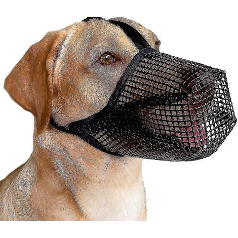 Hundemaulkorb mit verstellbaren Riemen, weiches, netzüberzogenes Maulkorbgewebe für kleine, mittlere und große Hunde [kostenlos] - Größe L - Schwarz