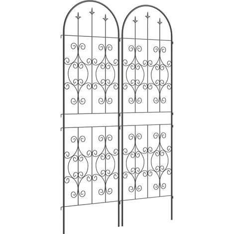Lot de 2 Treillis Métalliques pour Plantes Grimpantes, 50x180 cm, Noir, Idéal pour Légumes, Vignes et Fleurs au Jardin (1/5)