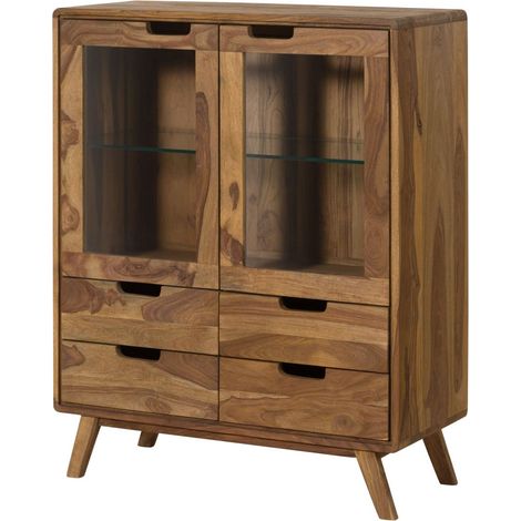 Highboard Sheesham 90x40x110 natur sandgestrahlt lackiert MALMÖ 2 213 (1/4)