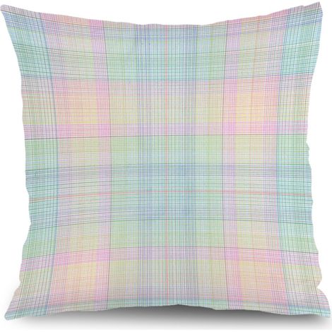 Housse de coussin carreaux été,décoration canapé intérieur,45×45cm (1/5)