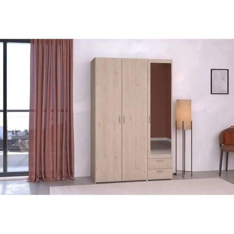 Parisot VARIA Kleiderschrank Weiß und Eiche 120x185x52 cm