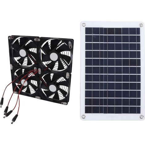 Ventilateur Solaire 50W Kit avec Panneau Monocristallin Imperméable et 4 Extracteurs d'Air 12cm 10W (1/5)