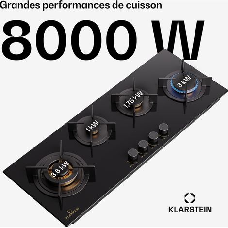Réchaud à Gaz Portable 7,2 KW – 1 Brûleur En Inox, Allumage Impulsion, Minuterie – Compatible GPL/GN – Pour Camping, Table Ou Encastré – Piles D Non Fournies