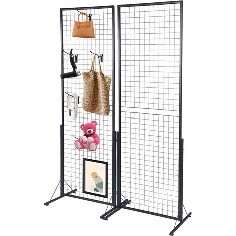 2er-Set Gitterwand-Display 24x67 Zoll doppelseitig mit T-Base-Ständer für Geschäfte (1/5)